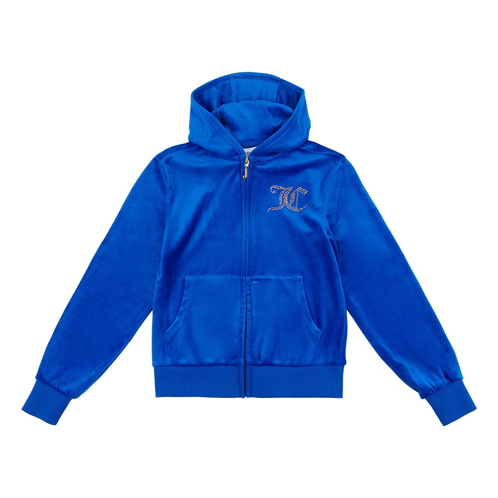 Juicy Couture Girl's Surf The Web Blue Velour Hoodie