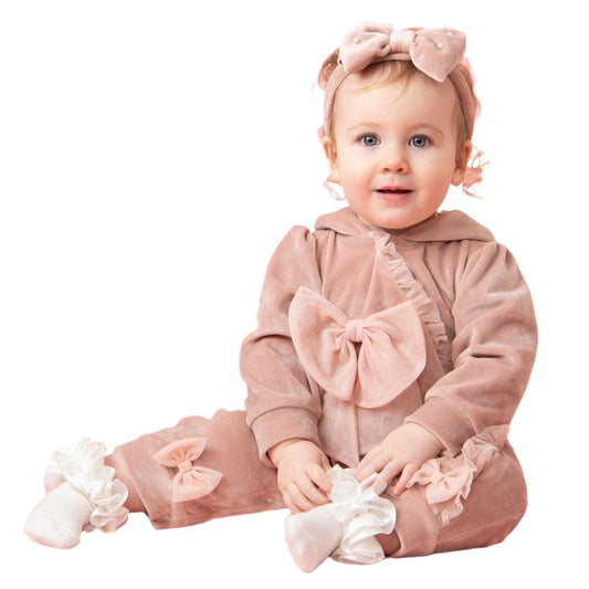 Caramelo Baby Girl's Pink Tulle Bow All In One