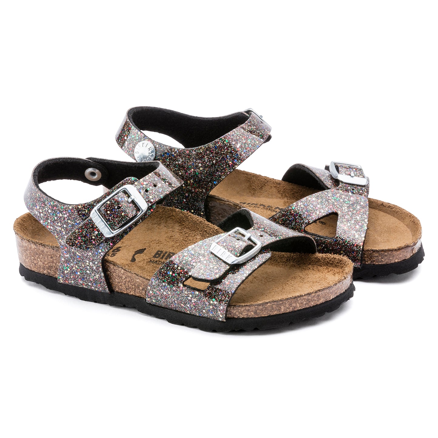 Birkenstock Girl's Black Sparkle Rio Sandals