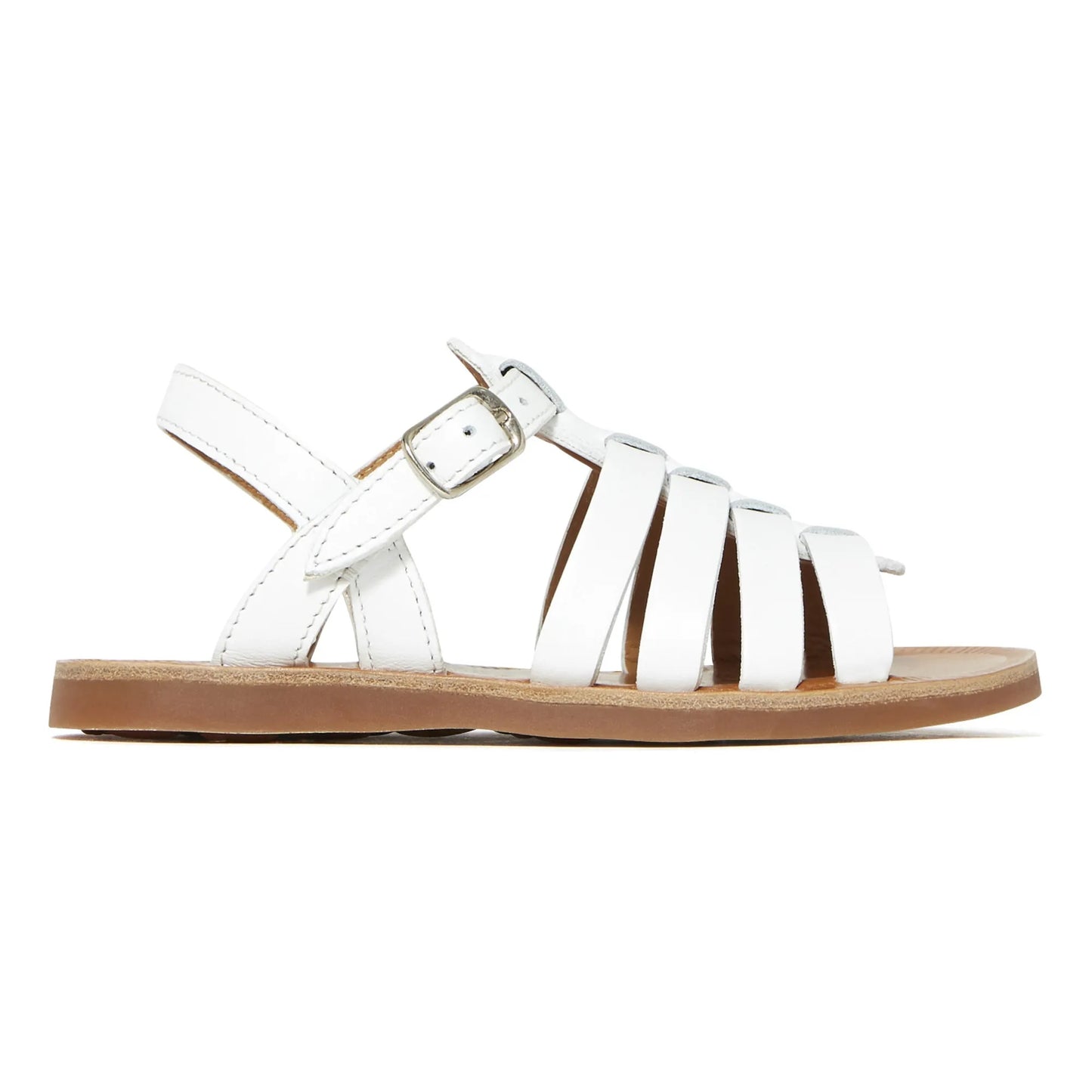 Pom D Api Girl's White Plagette Strap Sandals