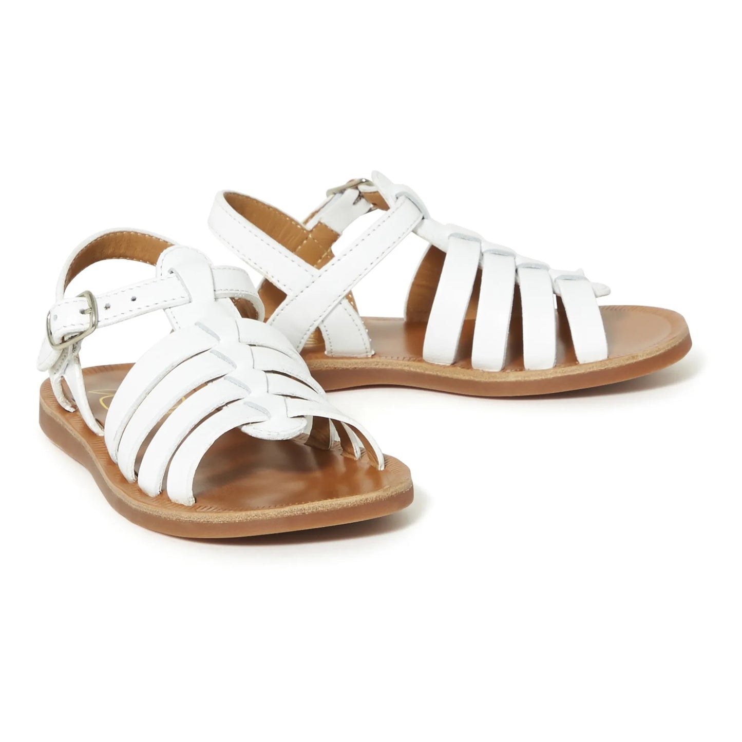 Pom D Api Girl's White Plagette Strap Sandals