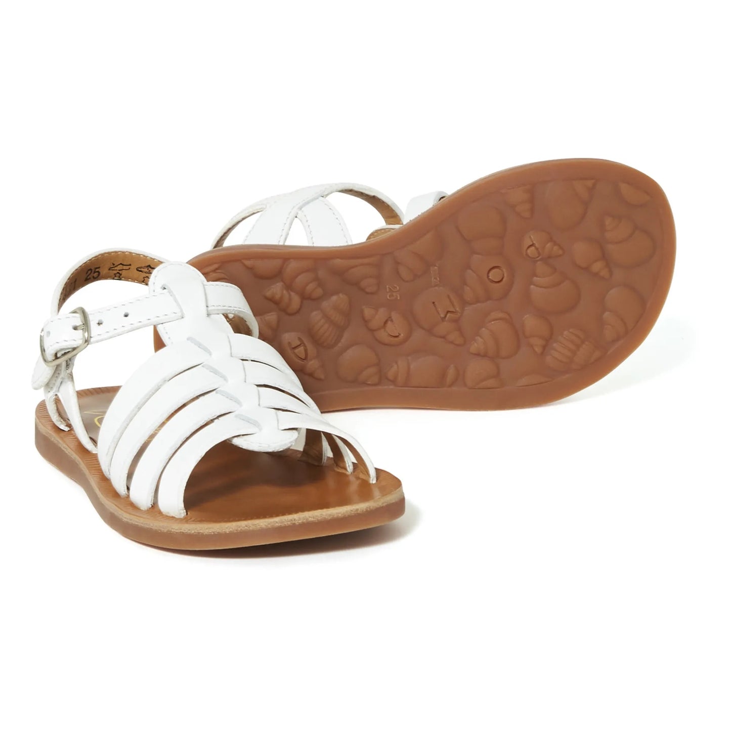 Pom D Api Girl's White Plagette Strap Sandals