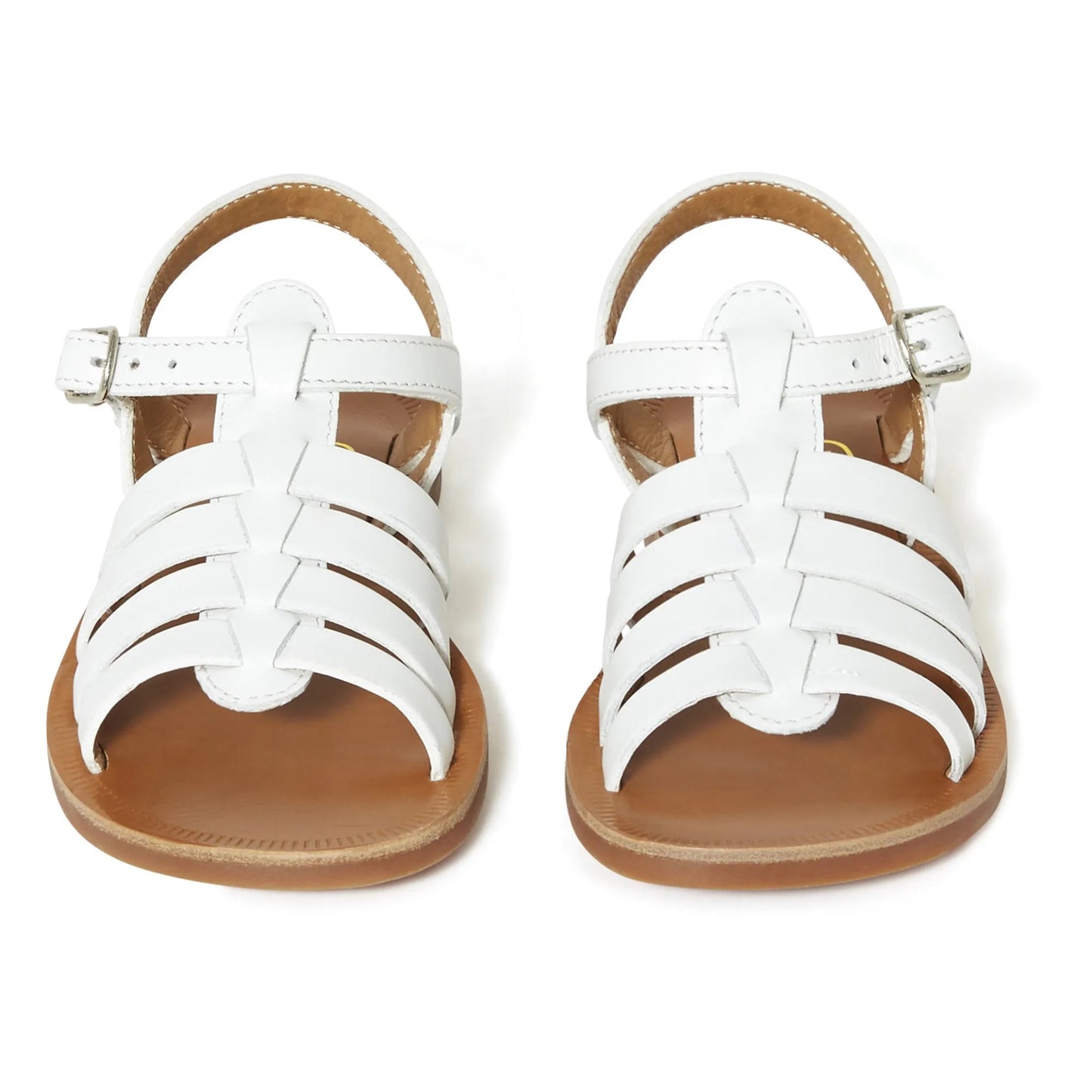 Pom D Api Girl's White Plagette Strap Sandals