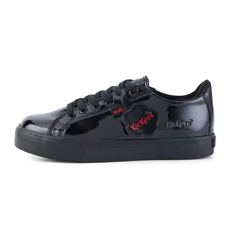 Kickers Junior Girl's Black Patent Tovni Lacer School Shoes