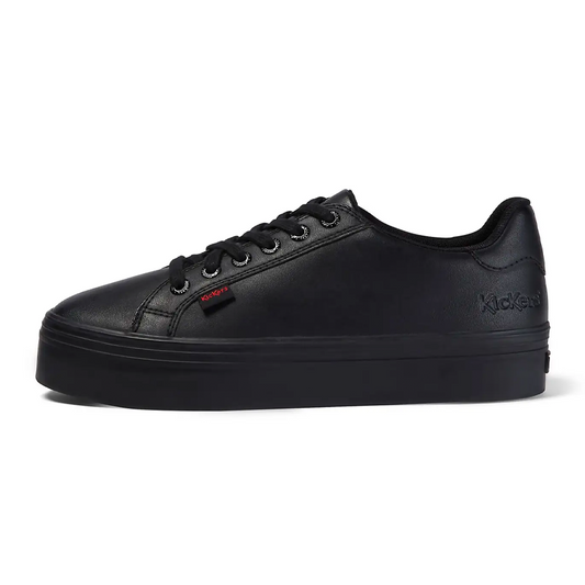 Kickers Youth Women's Black Leather Tovni Stack School Shoes