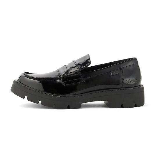 Kickers Adult Women's Black Patent Kori Loafer School Shoes
