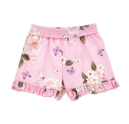 Monnalisa Girl's Pink Floral Jersey Shorts