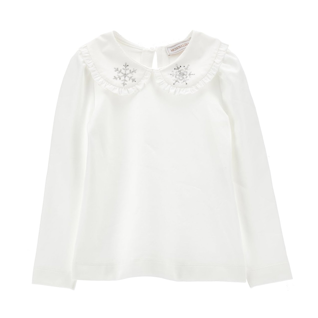 Monnalisa Girl's Panna Snowflake Collared T-Shirt