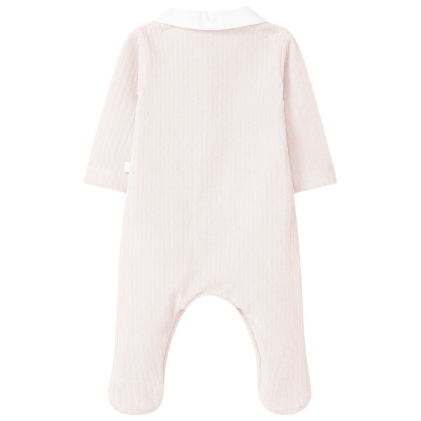 Laranjinha Baby Girl's Pale Pink Wide-Ribbed Velvet Babygrow