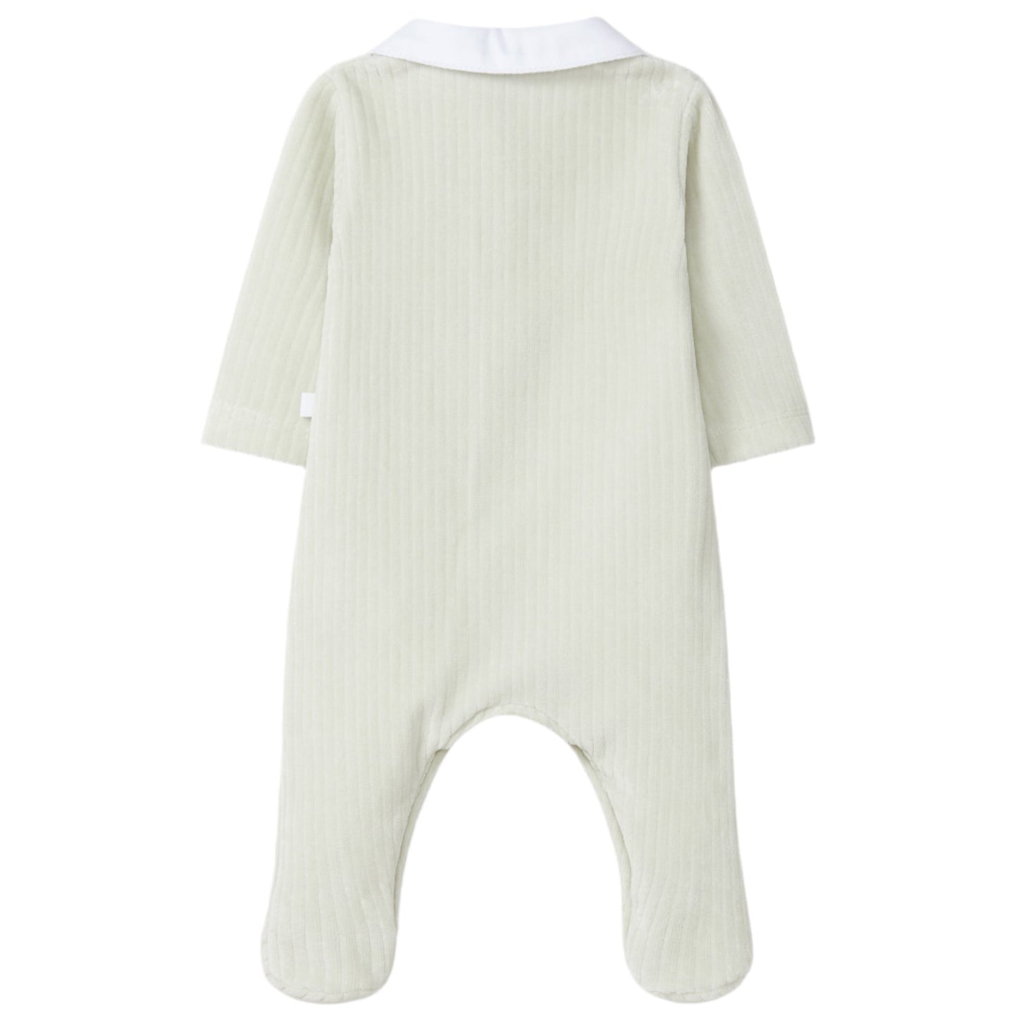 Laranjinha Unisex Baby's Green Wide-Ribbed Velvet Babygrow