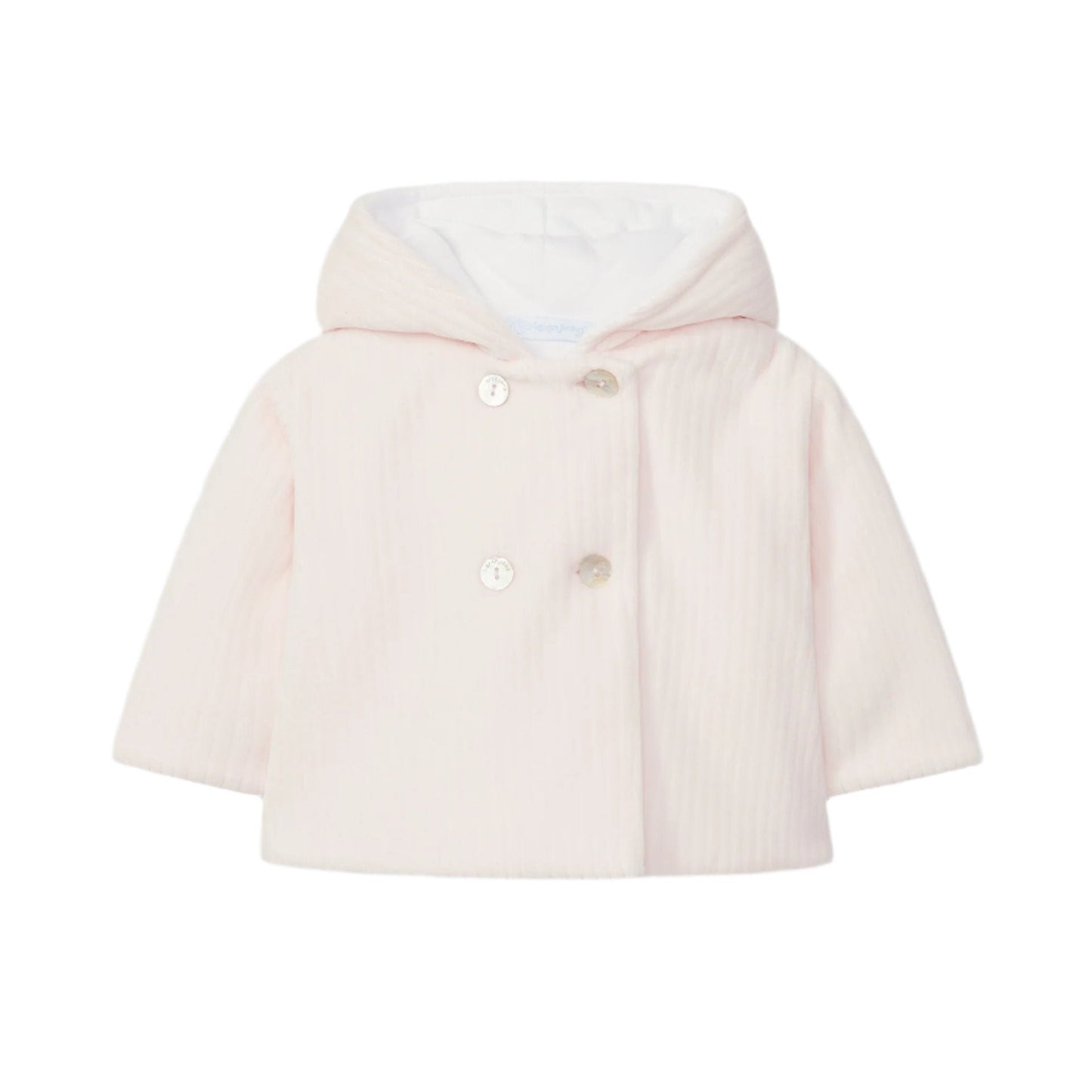 Laranjinha Baby Girl's Pale Pink Rubbed Velvet Hooded Jacket