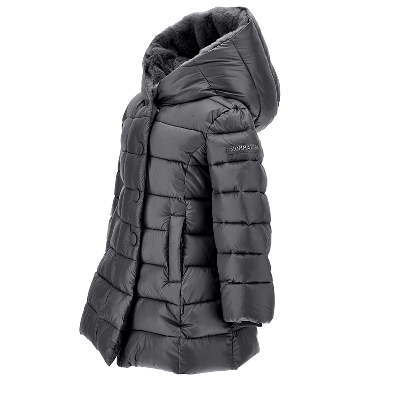 Monnalisa Girl's Silver Technical Fabric Padded Coat