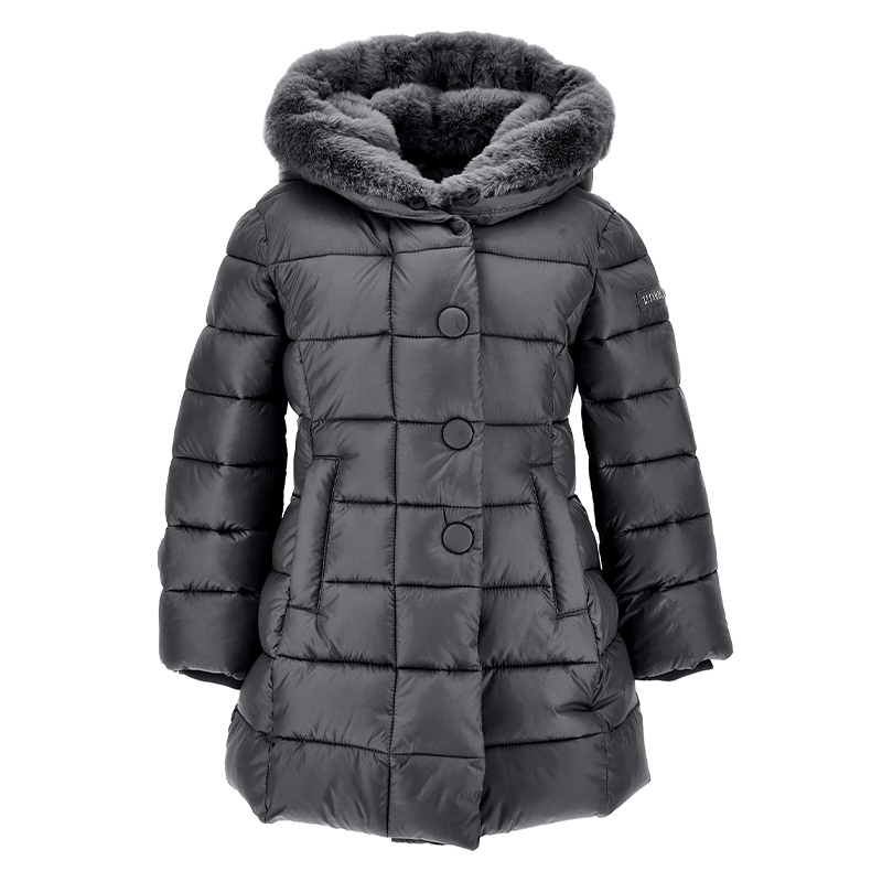 Monnalisa Girl's Silver Technical Fabric Padded Coat