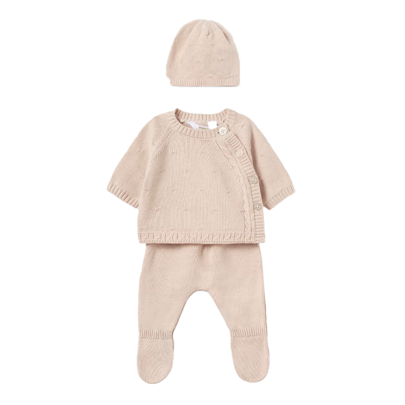 Mayoral Unisex Baby Cream 3-Piece Tricot Set