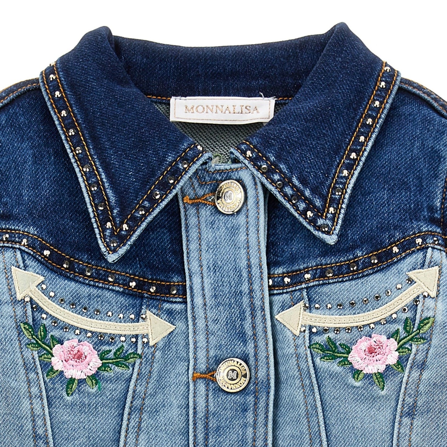 Monnalisa Girl's Embroidered Denim Jacket