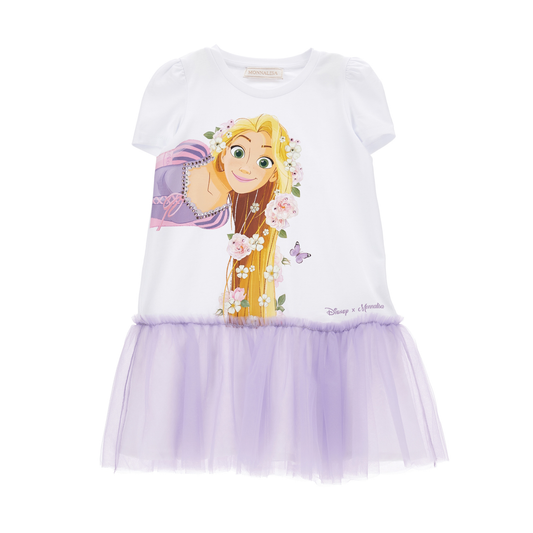 Monnalisa Girl's White & Indigo Rapunzel Dress