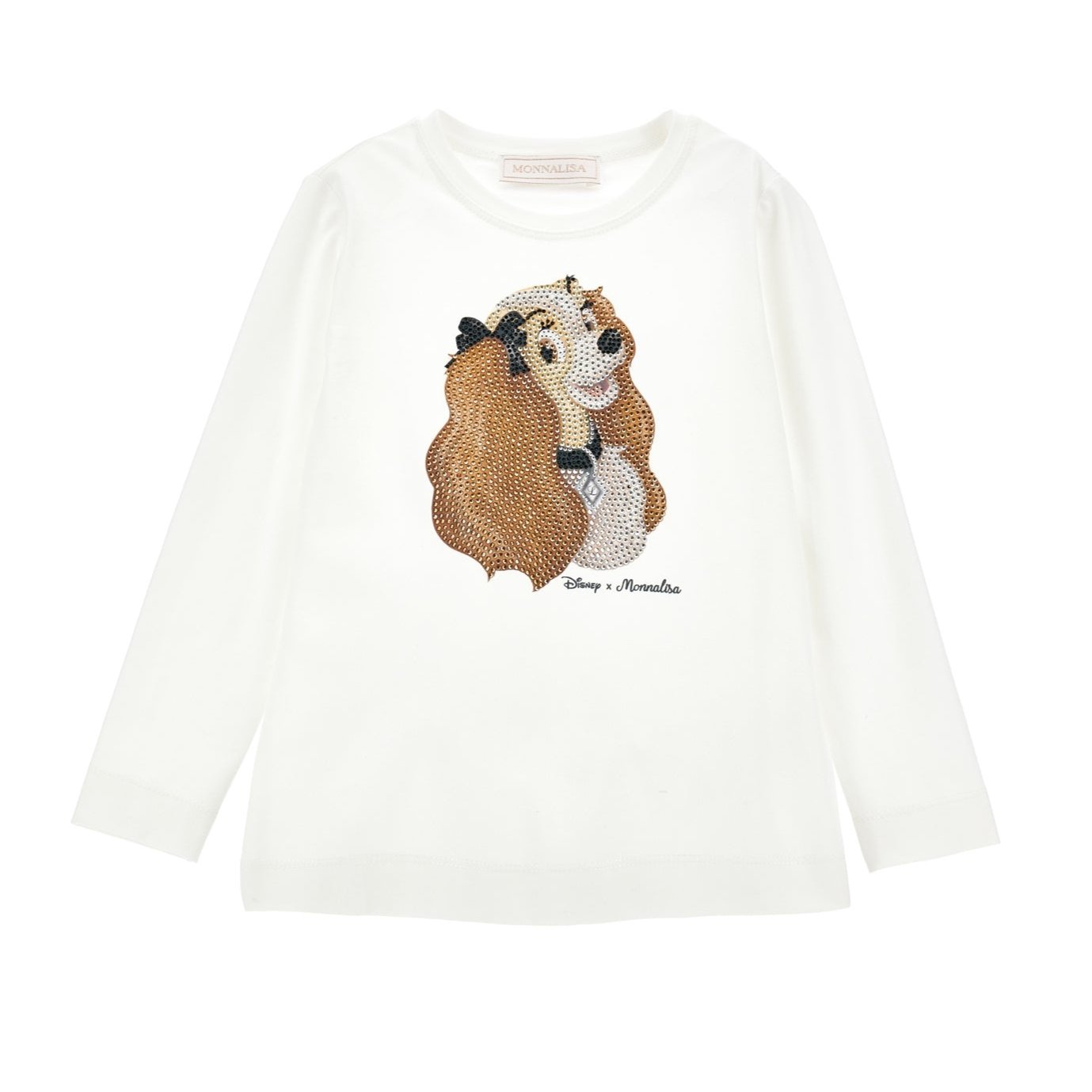 Monnalisa Girl's Panna Lady and the Tramp Rhinestone T-Shirt