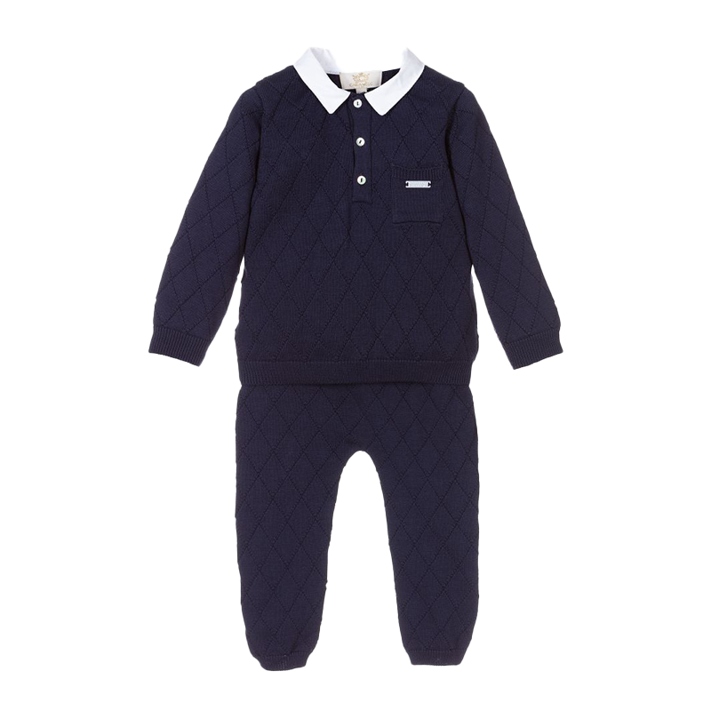 Caramelo Baby Boy's Navy Knitted Trouser Set