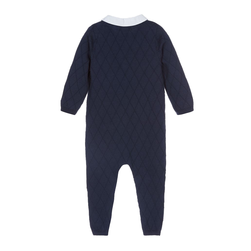 Caramelo Baby Boy's Navy Blue Knitted Babysuit