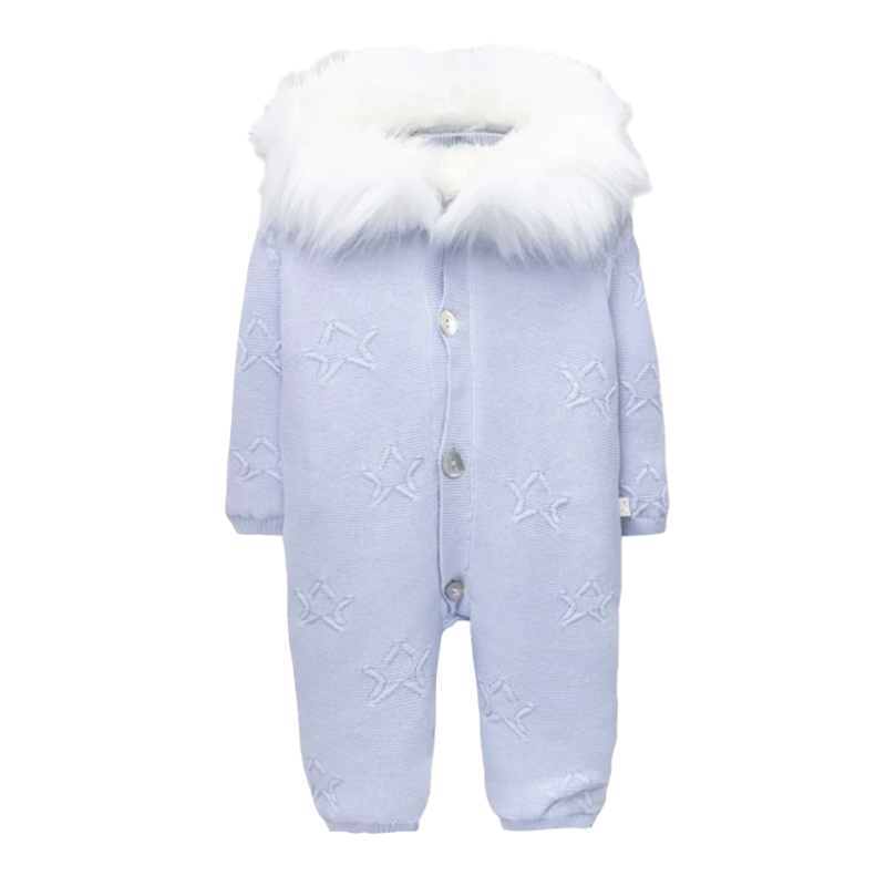 Caramelo Baby Boy's Sky Blue Star Fur Snowsuit