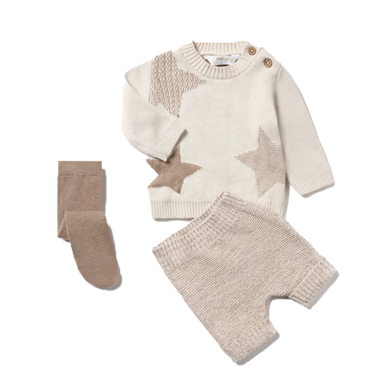 Mayoral Baby Boy's Light Brown 3-Piece Tricot Set