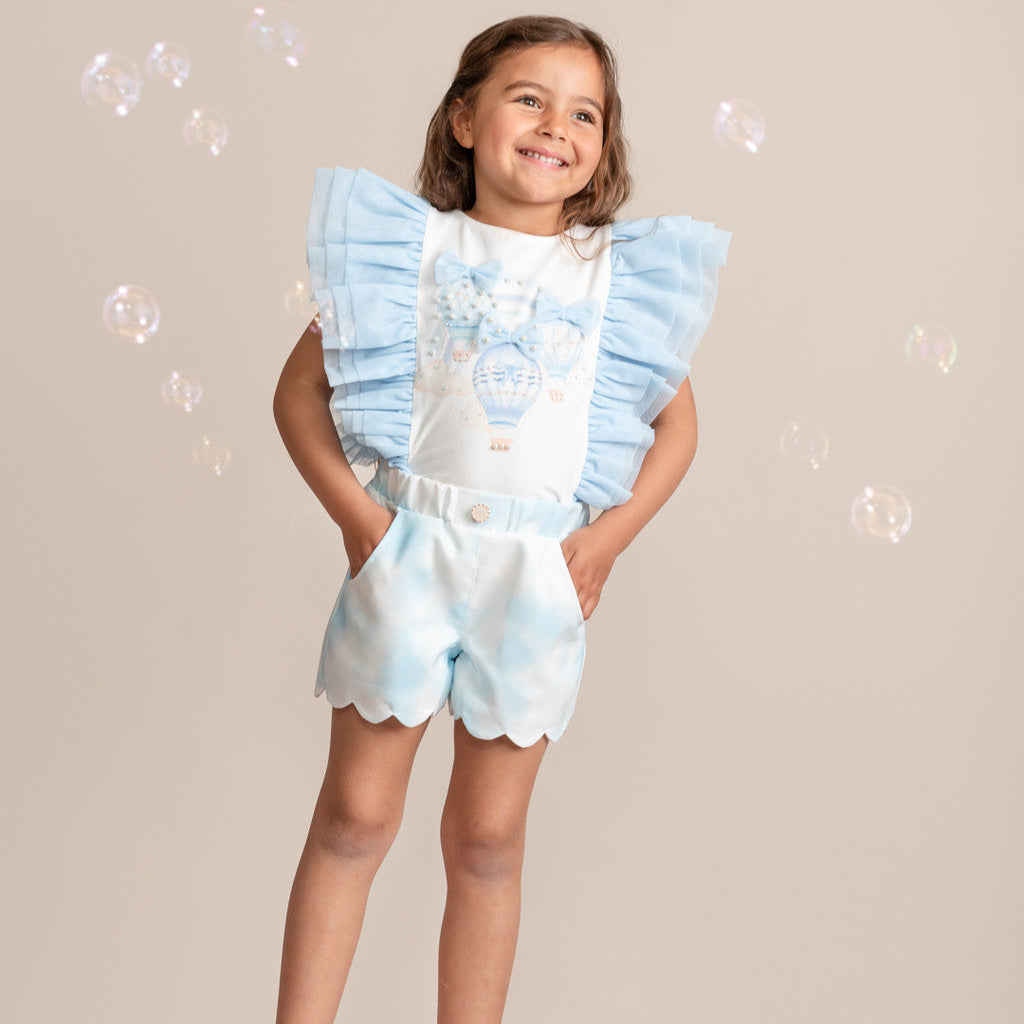 Caramelo Girl's Sky Blue Fly Away Short Set