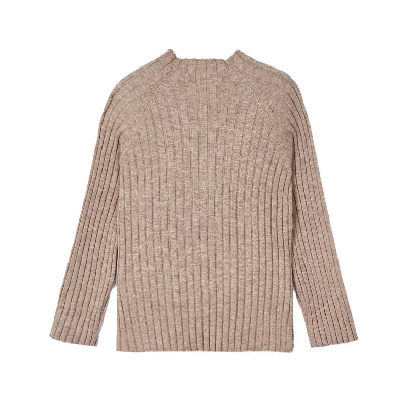 Mayoral Girl's Beige Mock Neck Rib Knit Jumper