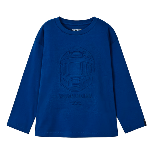 Mayoral Boy's Blue Embossed Long-Sleeve T-Shirt