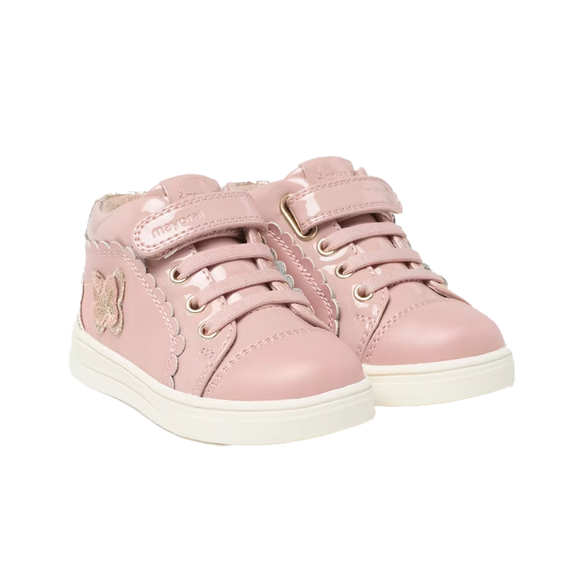 Mayoral Girl's Rose Leather Lace Trainers