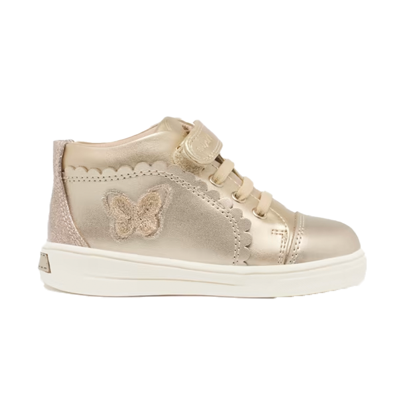 Mayoral Girl's Gold Leather Lace Trainers