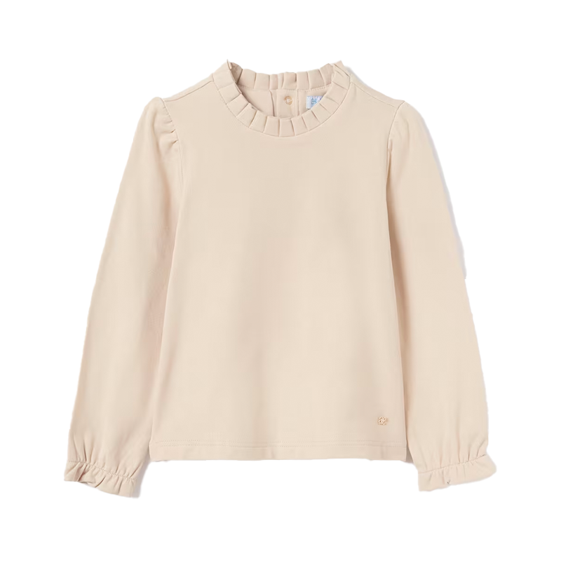 Abel&Lula Girl's Beige Glitter Mock Neck Top