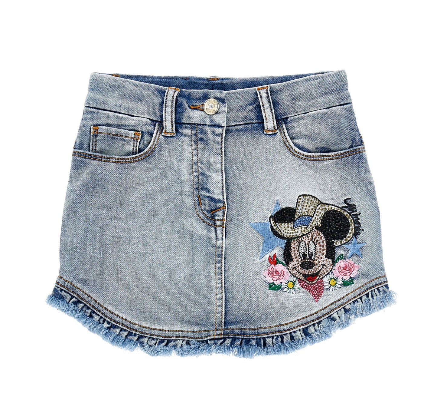 Monnalisa Girl's Minnie Mouse Denim Skirt