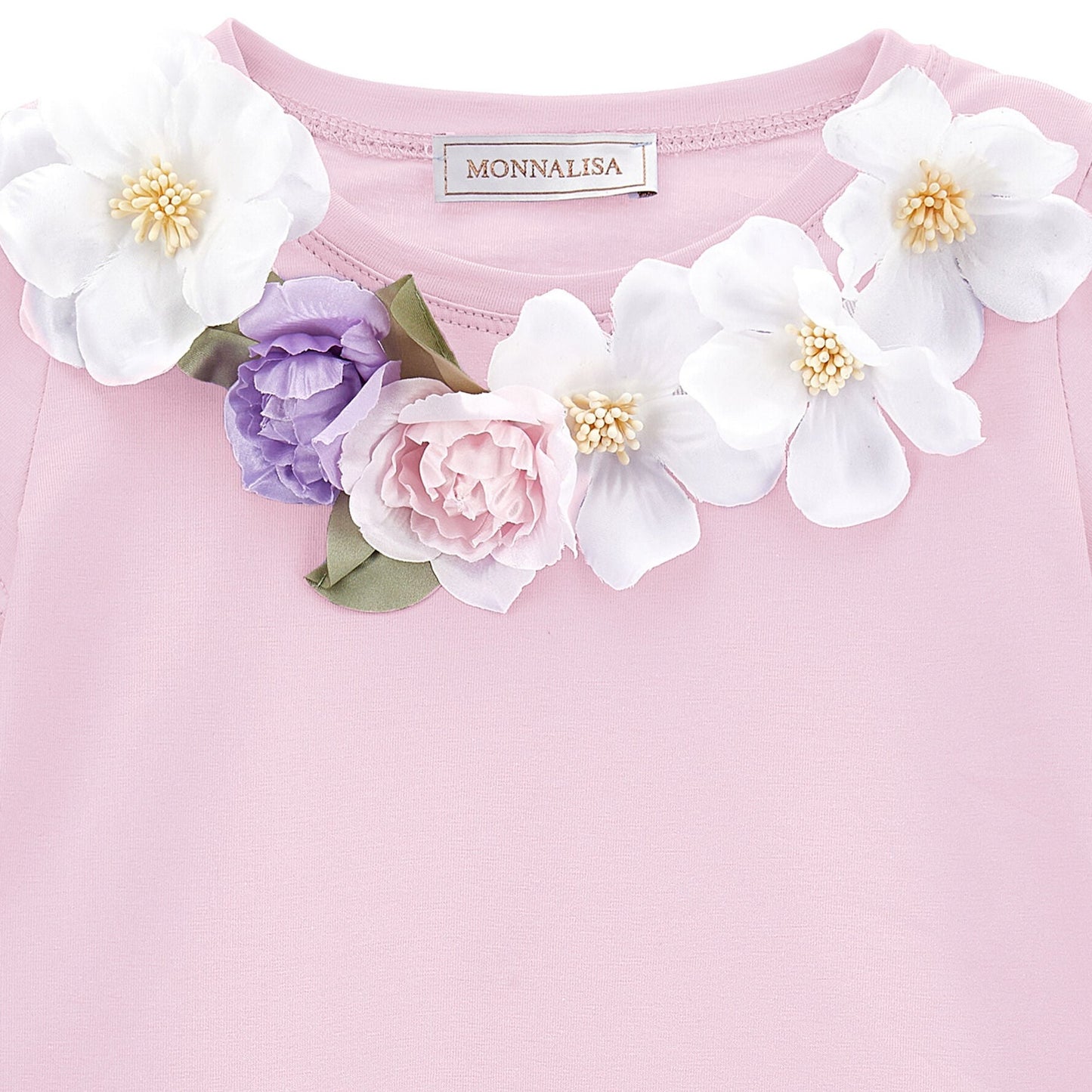 Monnalisa Girl's pink Flowers Jersey T-Shirt