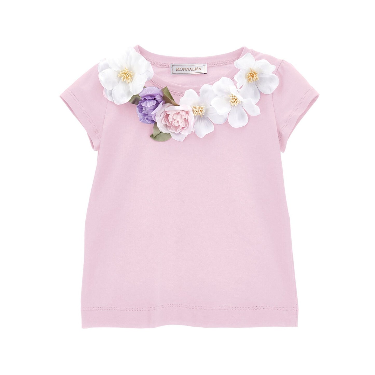 Monnalisa Girl's pink Flowers Jersey T-Shirt