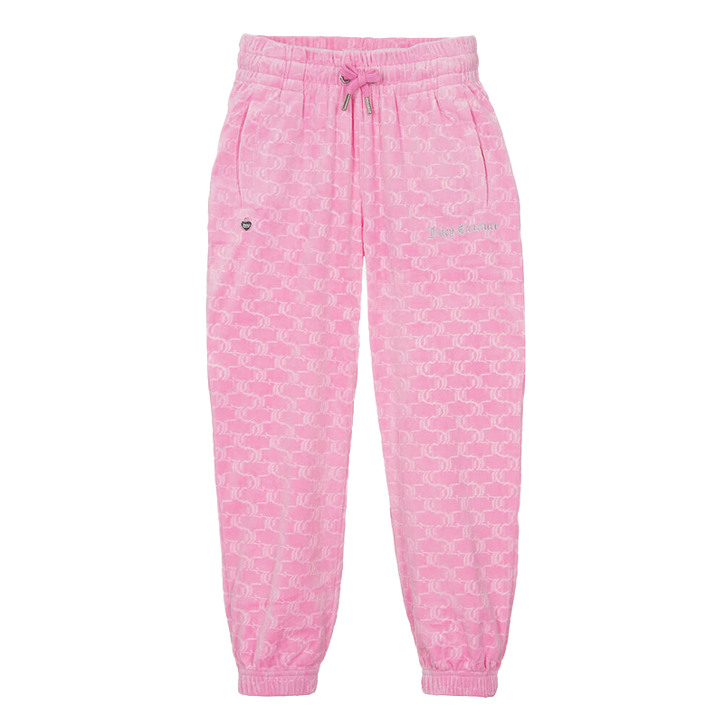 Juicy Couture Girl's Pink Velour Logo Joggers