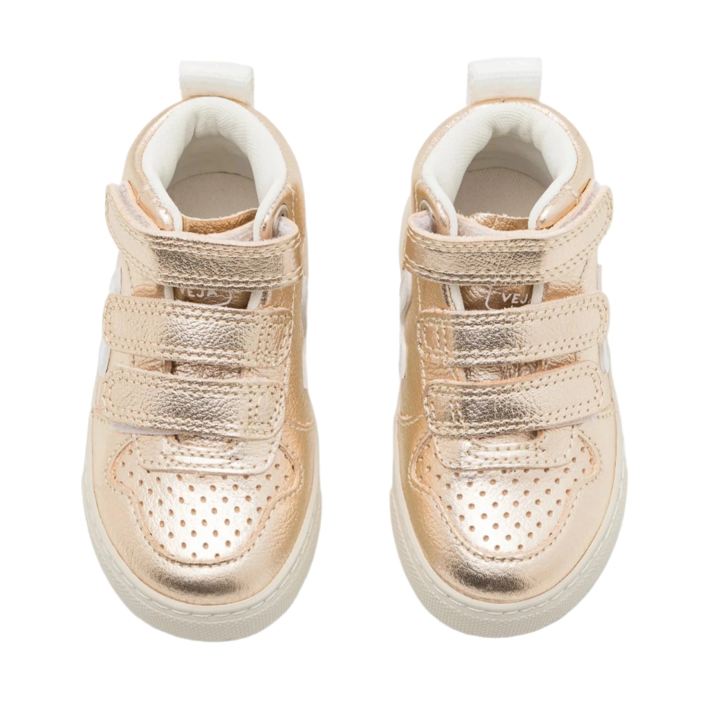 Veja Baby Girl's Platinum & White Leather V-10 Trainers