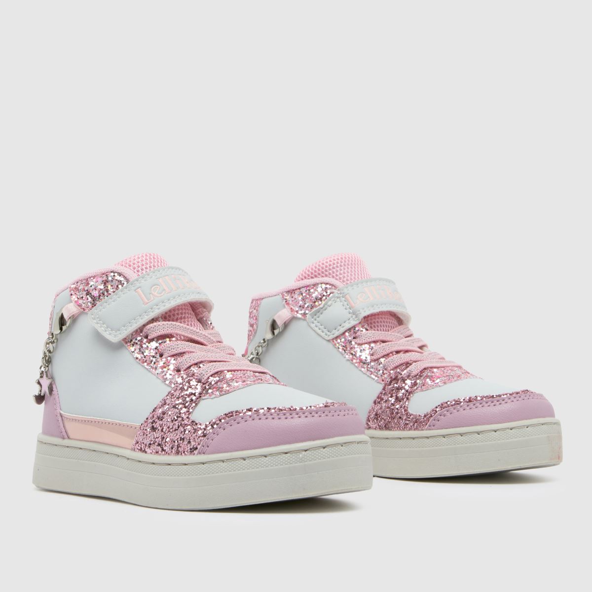 Lelli Kelly Girl's Grey & Pink Glitter Gioello Hi-Top Trainers