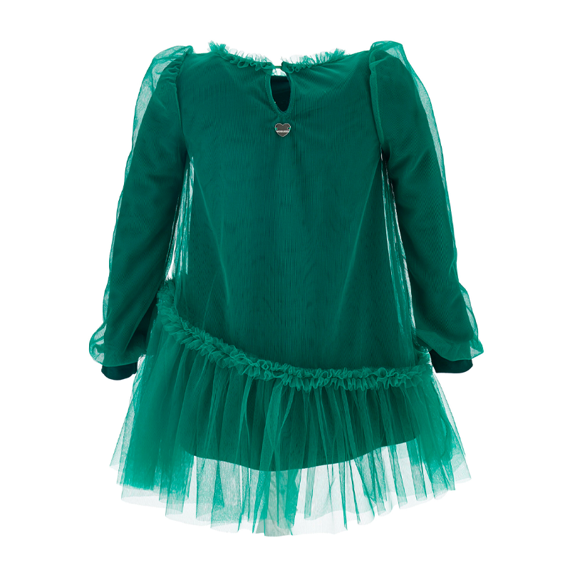 Monnalisa Girl's Dark Green Tulle Blouse Dress