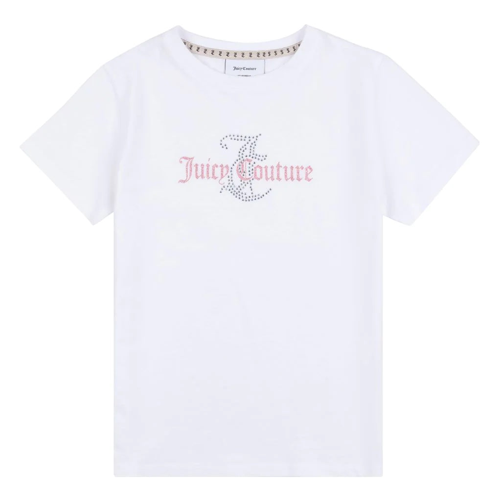 Juicy Couture Girl's White Diamanté Logo T-Shirt