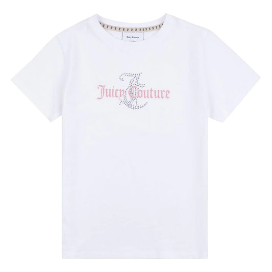 Juicy Couture Girl's White Diamanté Logo T-Shirt