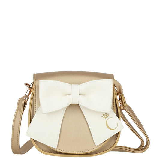 Caramelo Girl's Gold & White Bow Bag