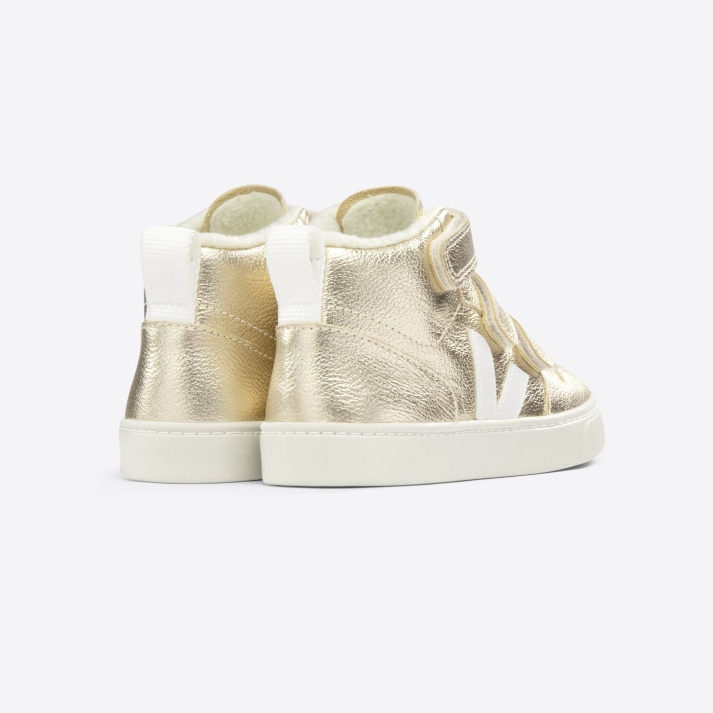 Veja Kid's V-10 Mid Leather Platinum White Trainers