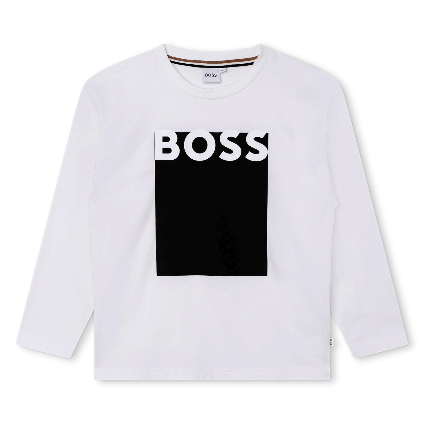 Hugo Boss Boy's White Logo Long-Sleeve T-Shirt