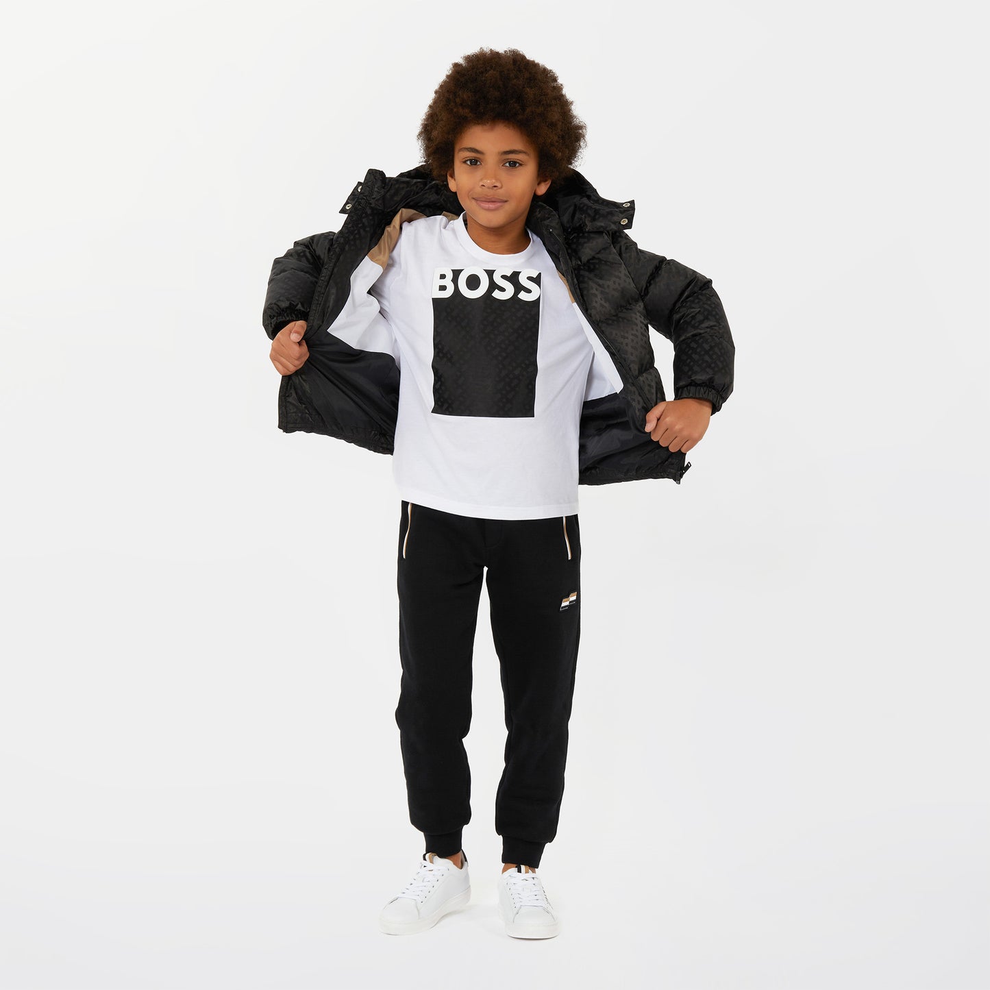 Hugo Boss Boy's White Logo Long-Sleeve T-Shirt