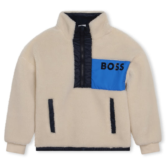 Hugo Boss Boy's Sand Fluffy Collared Sweatshirt