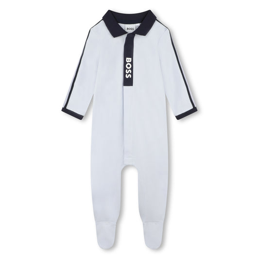Hugo Boss Baby Boy's Pale Blue Press-Stud Cotton Pyjamas