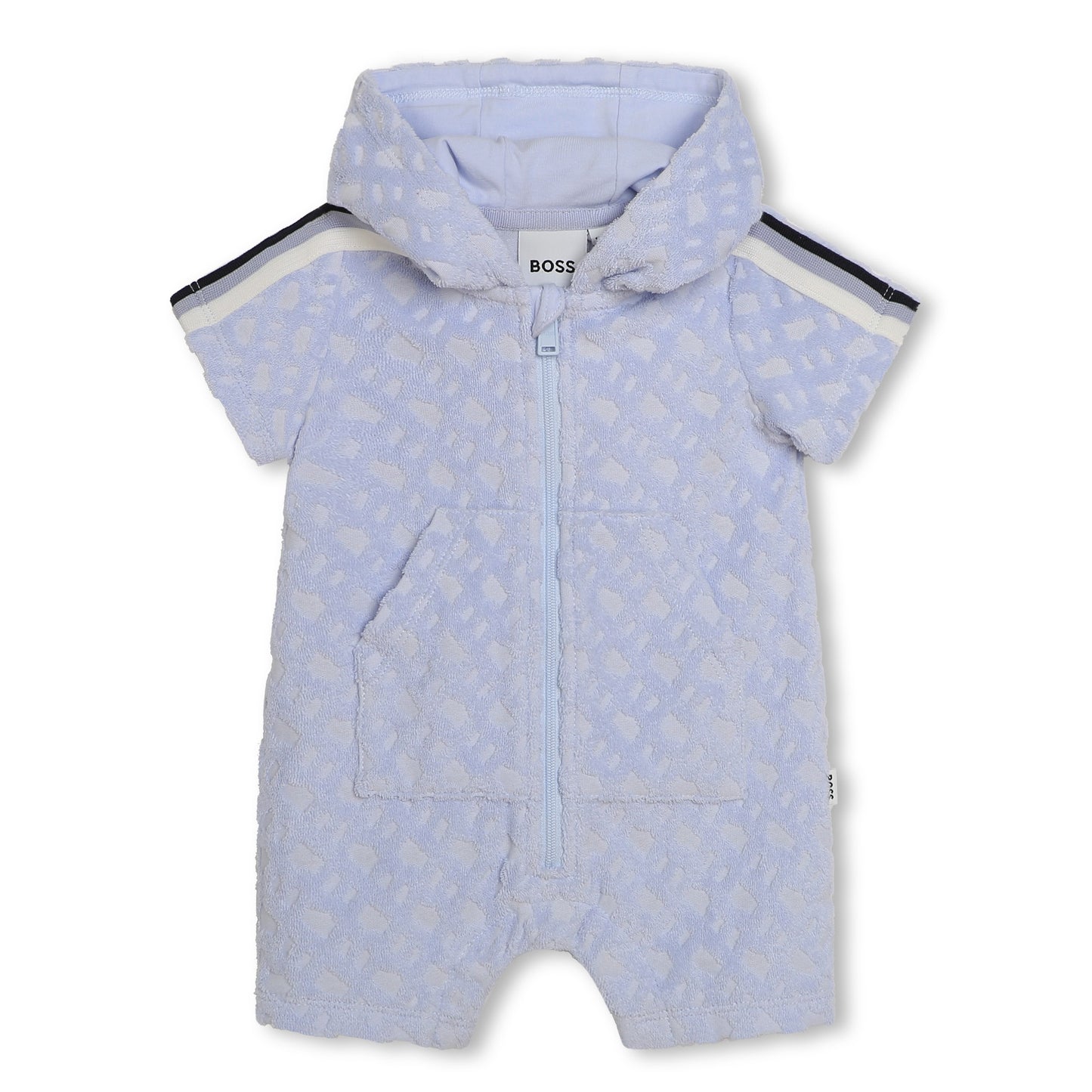 Hugo Boss Baby Boy's Pale Blue Towelling Hooded Playsuit