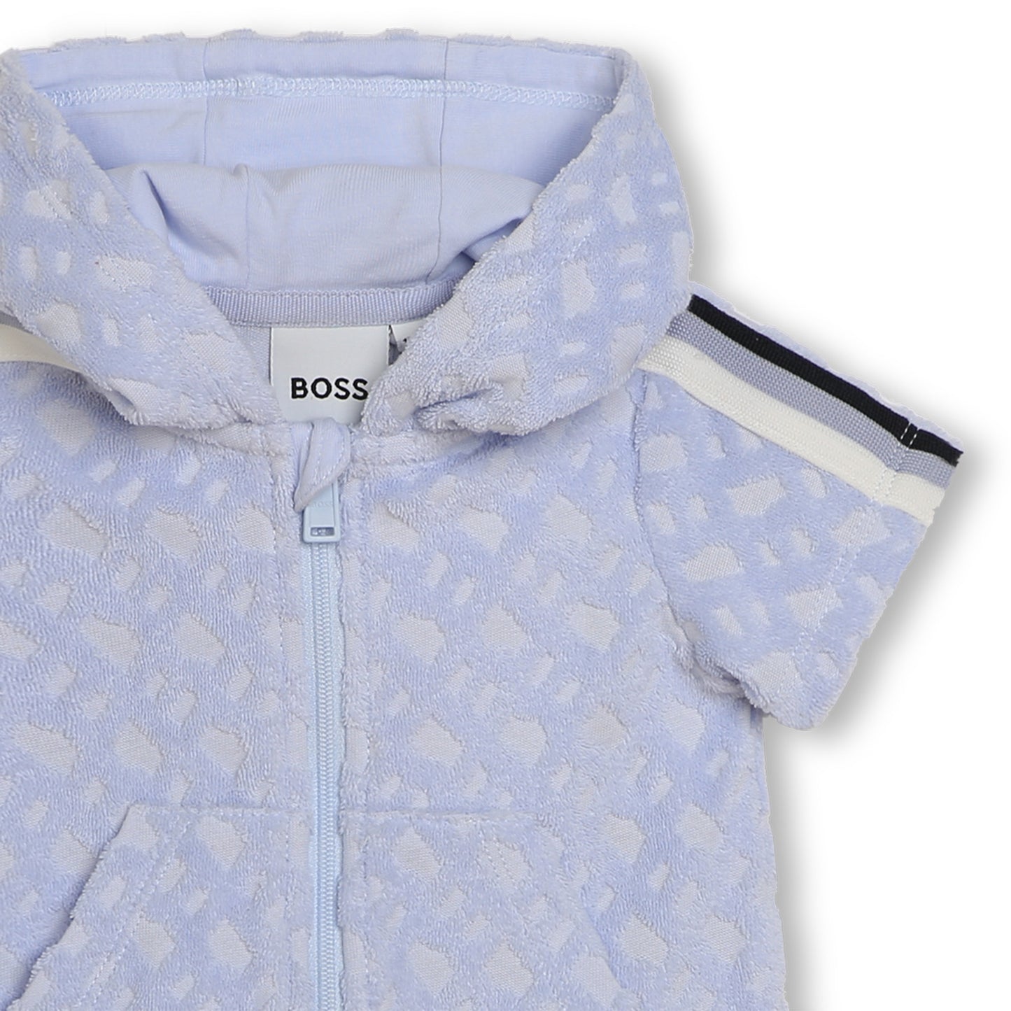 Hugo Boss Baby Boy's Pale Blue Towelling Hooded Playsuit