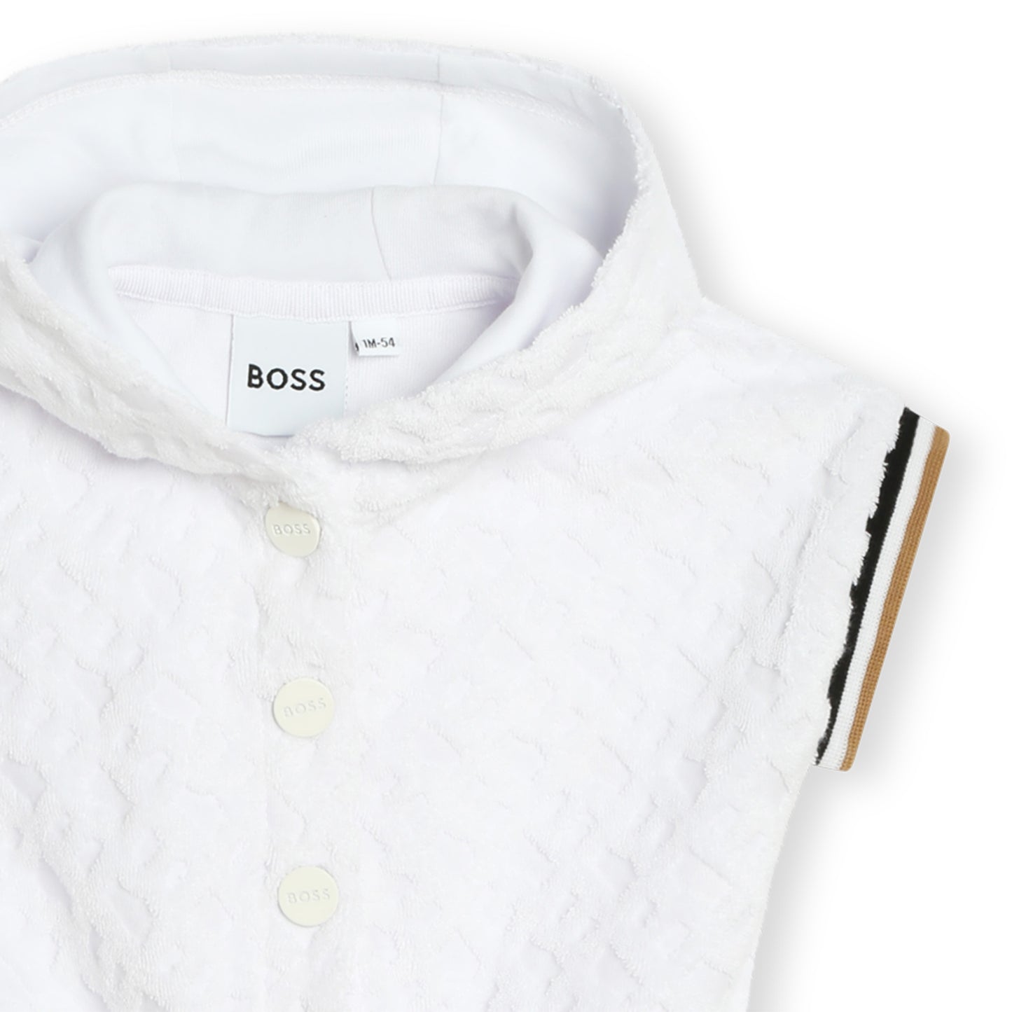 Hugo Boss Baby Boy's White Towelling Hooded Playsuit