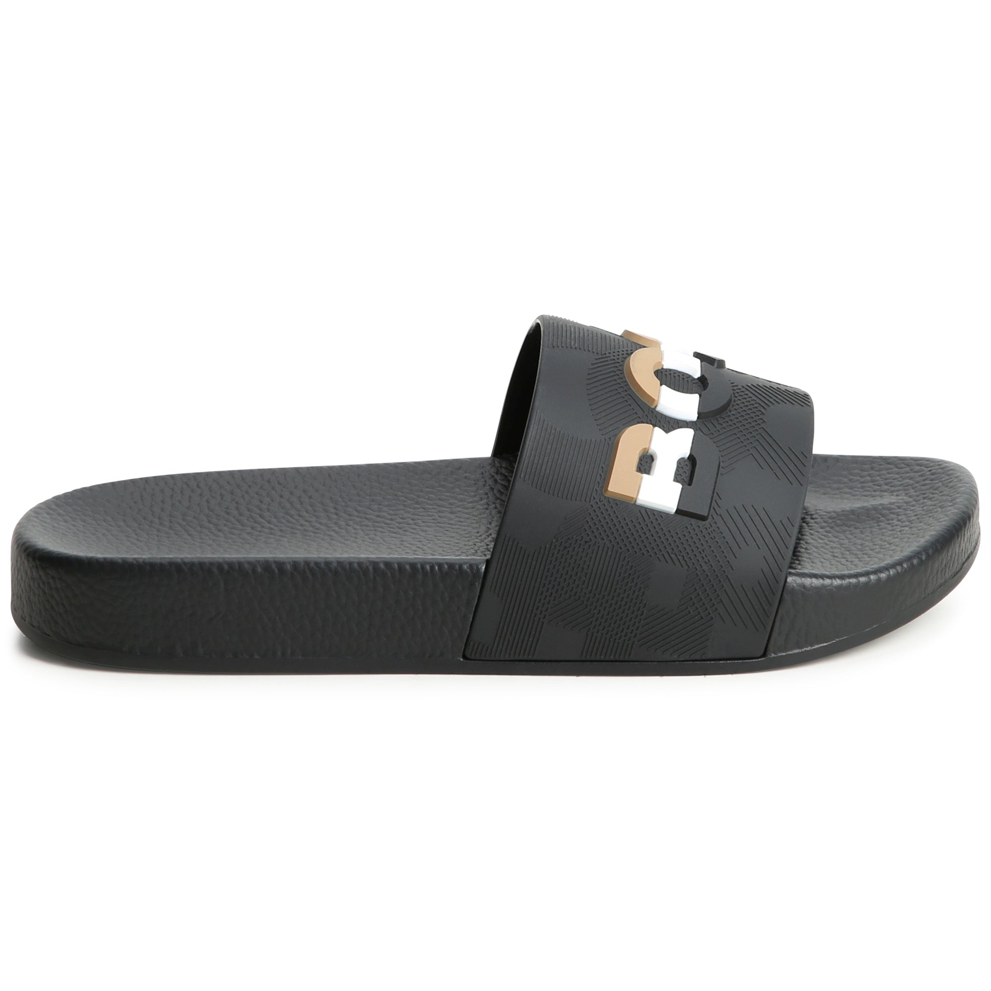 Hugo Boss Boy s Black Lightweight Logo Sliders Vanilla Junior